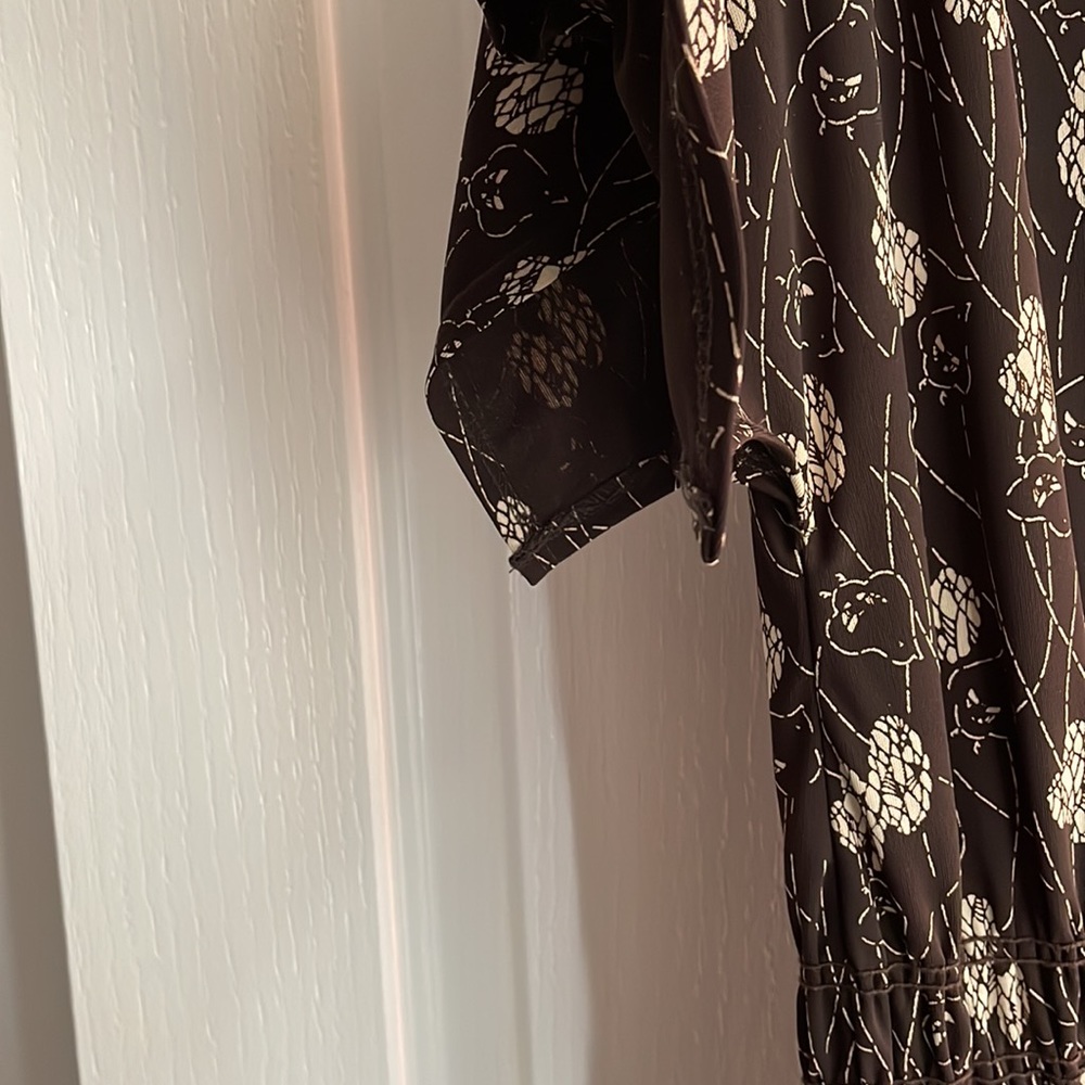 Max Studio Brown & Beige Design Split Short Sleev… - image 3